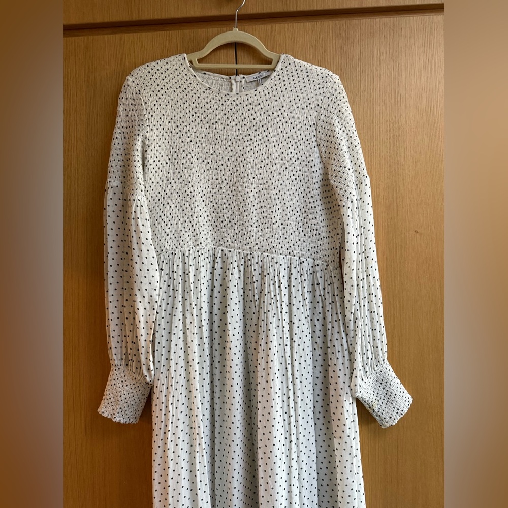 Ganni White and Black “Rometty” Polka Dot Dress, size 42/8 - Picture 3 of 13